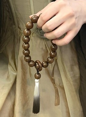 天然金丝檀手串檀香木老料十八子流苏手持DIY复古文玩挂件男女款