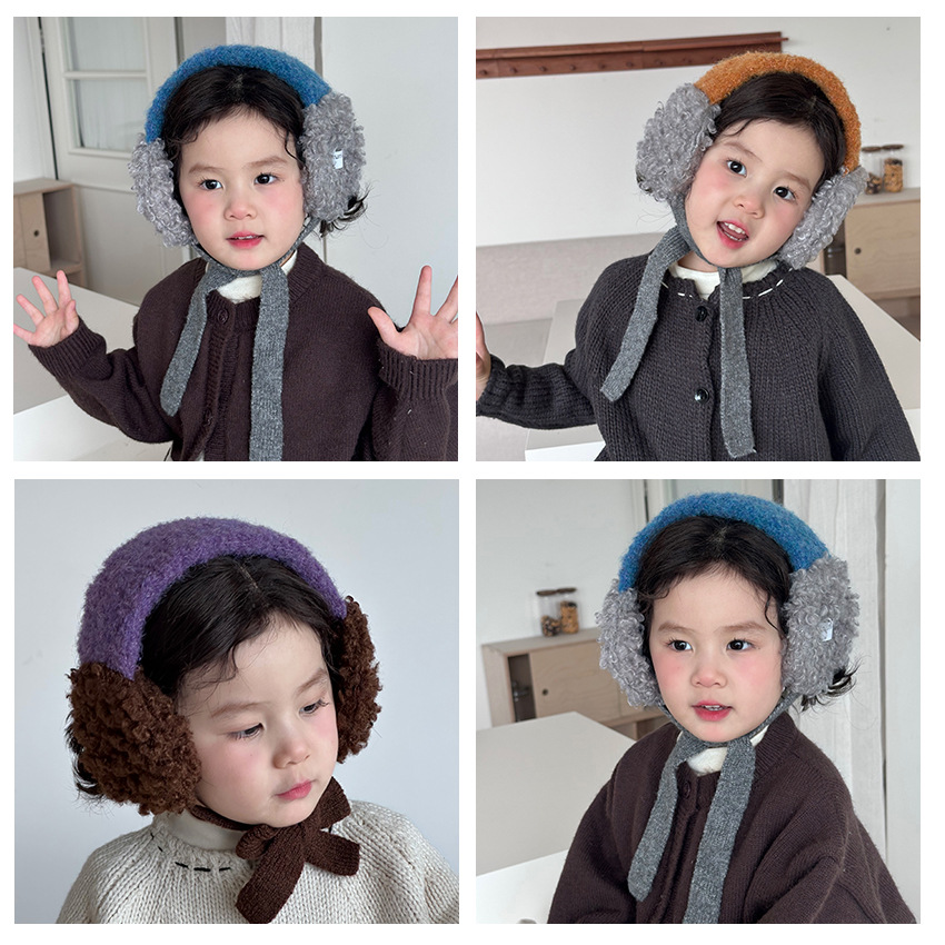 韩系时尚羊羔绒儿童耳罩 冬季男女童保暖防风护耳系带耳包