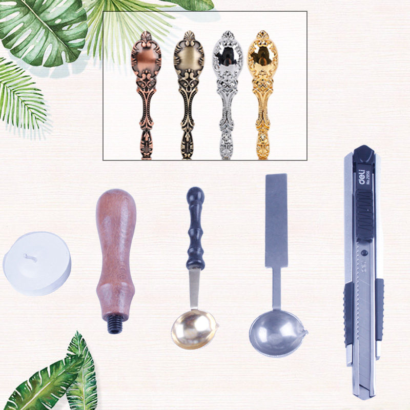 火漆印章配件 手柄   火漆刀  加热蜡烛 勺子 麻绳 火漆印融枪