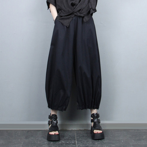 水洗棉休闲裤26年夏七八分灯笼裤