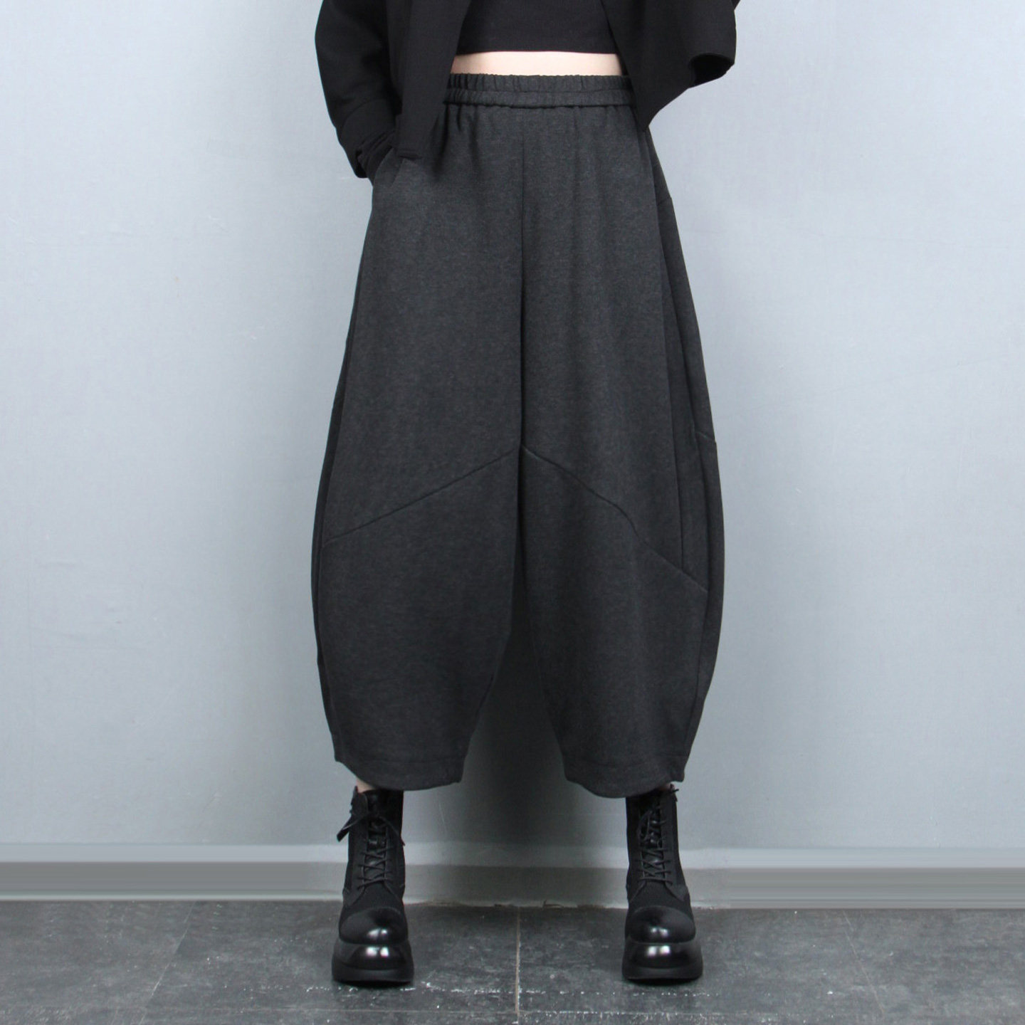 时尚九分裤灯笼裤女羊绒呢子裤2025冬季新品宽松阔腿裤靴裤花苞裤