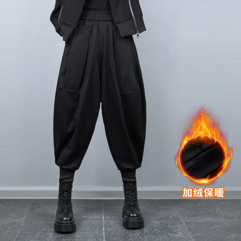 束脚裤吊裆裤女士加绒加厚哈伦裤