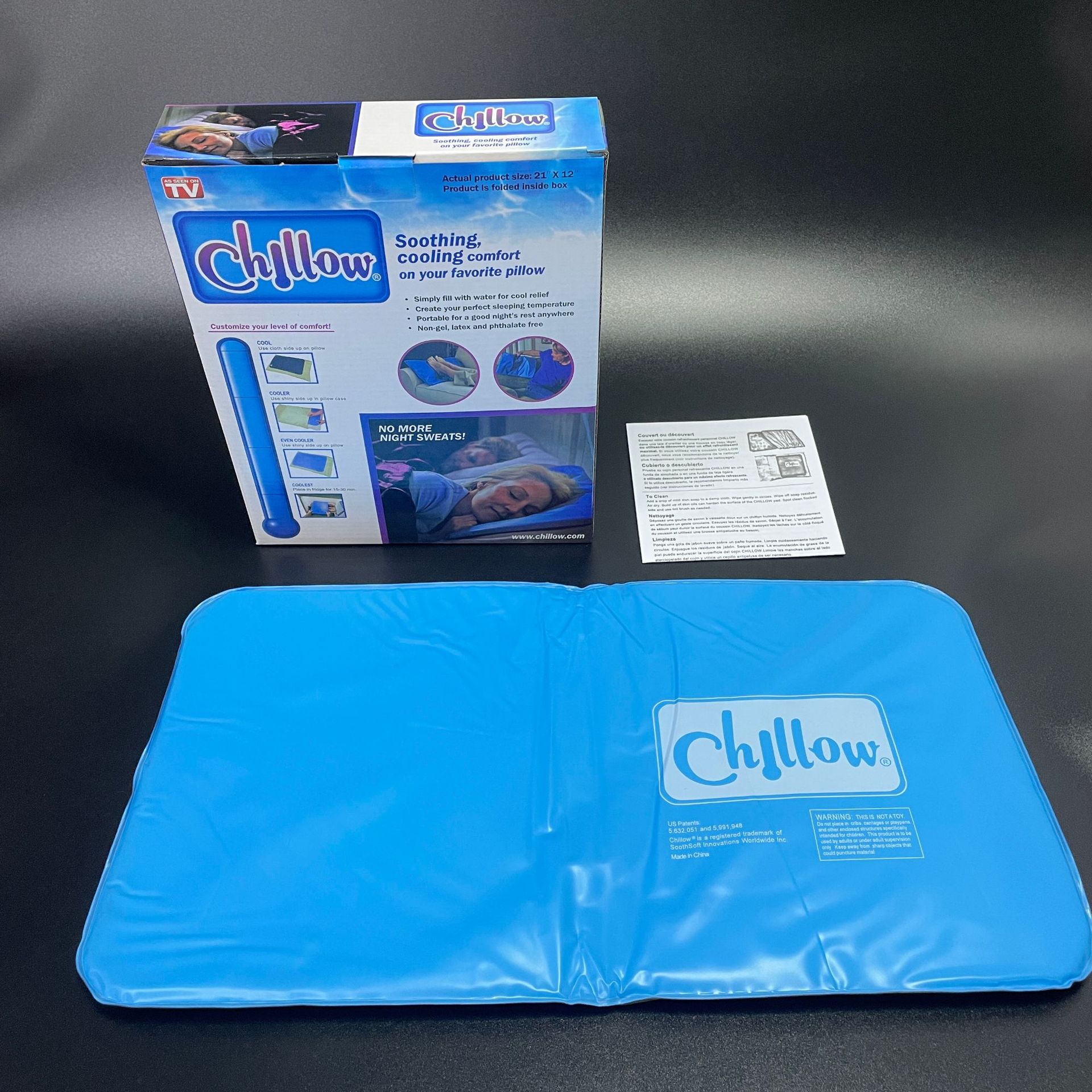 亚马逊冰枕头Chillow pillow午睡睡眠冰垫凉爽夏天降温注水袋现货