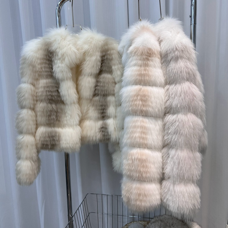 海宁真毛皮草狐狸毛车条外套宅女立领渐变色大理石纹狐狸毛车条上