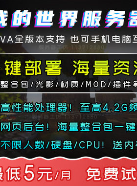 我的世界服务器Minecraft租用开服联机服务器面板基岩MC一键JAVA