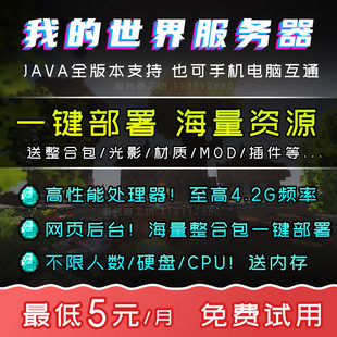 我 世界服务器Minecraft租用开服联机服务器面板基岩MC一键JAVA