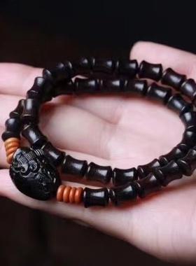 黑檀木紫光檀竹节手串男
