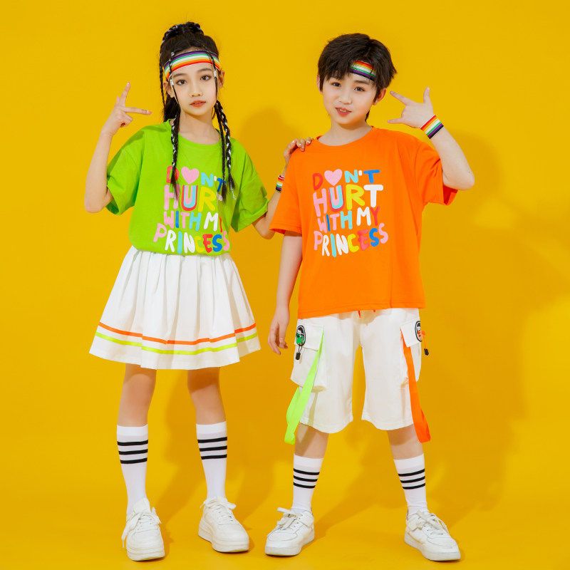 童装男童痞帅夏装短袖套装儿童嘻哈街舞服幼儿园活动表演服两件套