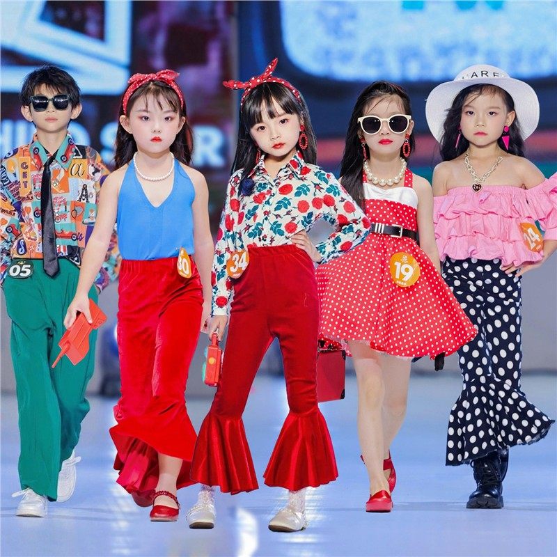 儿童复古港风演出服女童喇叭裤走秀套装8090年代小学生运动会表演,童装/婴儿装/亲子装,儿童演出服,淘宝优惠券,粉丝福利购,淘宝优惠卷