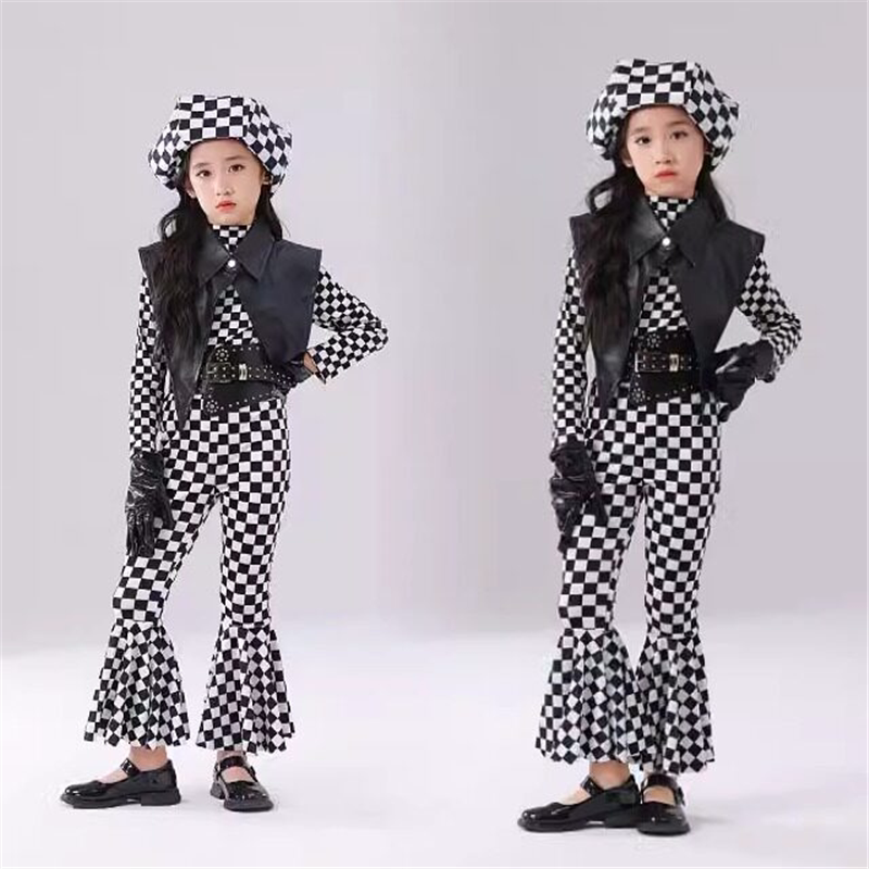 女童复古港风潮服少儿摩登潮服8090怀旧主题影楼拍照模卡机车演出
