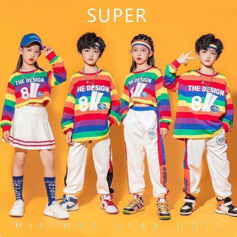 儿童啦啦队演出表演服嘻哈街舞舞蹈服小学生运动会开幕式班服套装