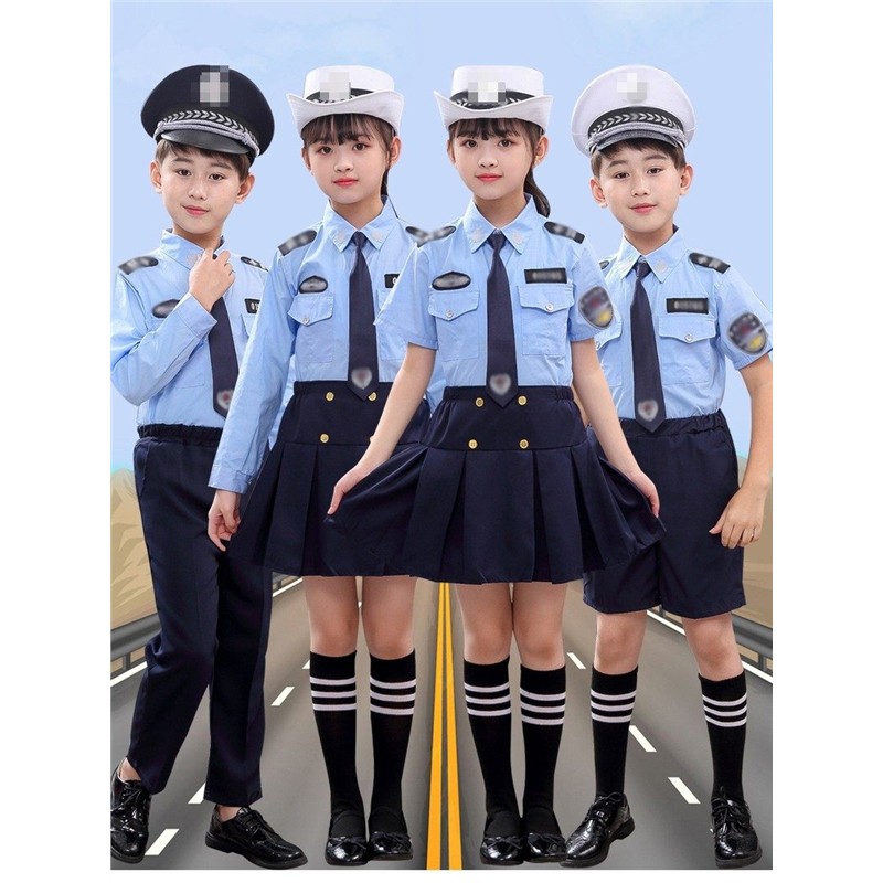 儿童警察服装警官角色扮演警装交警制服警装幼儿小交警合唱表演服