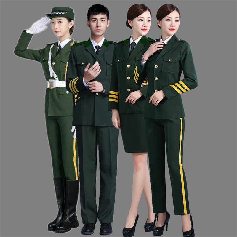 打鼓服军乐队合唱团学生升旗手服装仪仗队表演服军绿色爱国升旗班