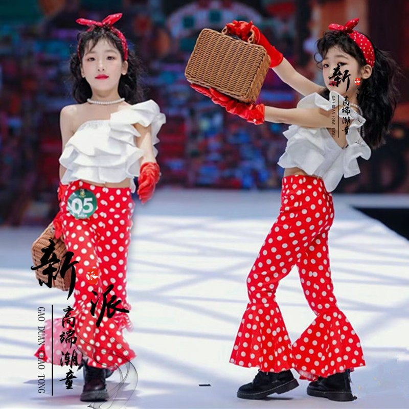 复古8090年代港风儿童演出服模特舞台走秀潮服幼儿园女童比赛服装