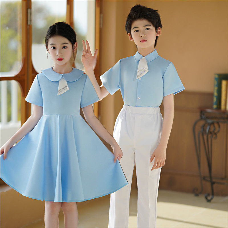 儿童合唱演出服小学生舞蹈表演服爱国朗诵主持人礼服演讲比赛服装
