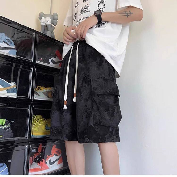 美式黑色工装短裤男款夏