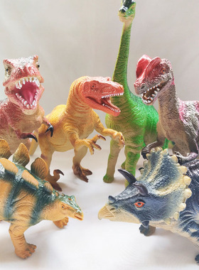 恐龙玩具仿真6只大号软胶套装霸王龙三角龙捏叫儿童动物模型男孩4