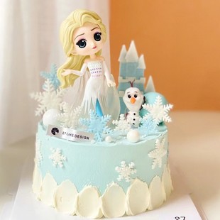 女孩蛋糕装 饰摆件冰雪艾莎公主雪宝雪花爱莎小公主生日插牌插件