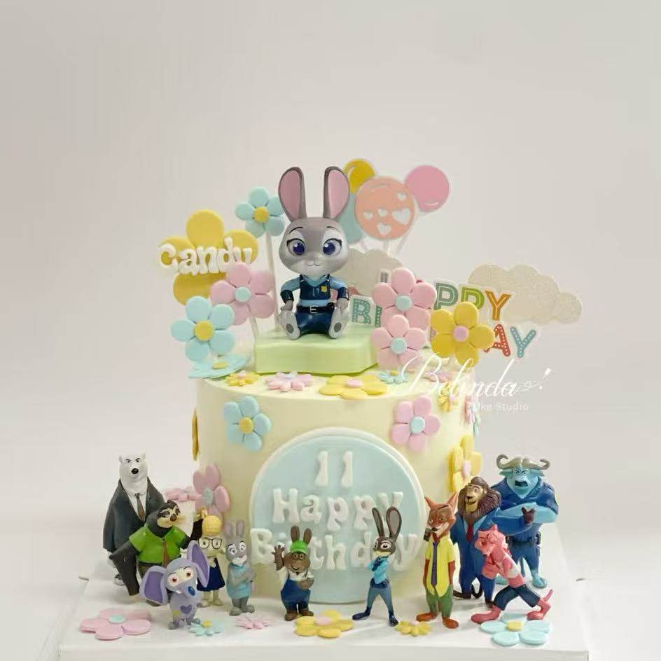 网红疯狂动物园蛋糕装饰摆件