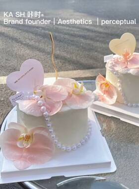 女神节蝴蝶兰仿真花蛋糕装饰