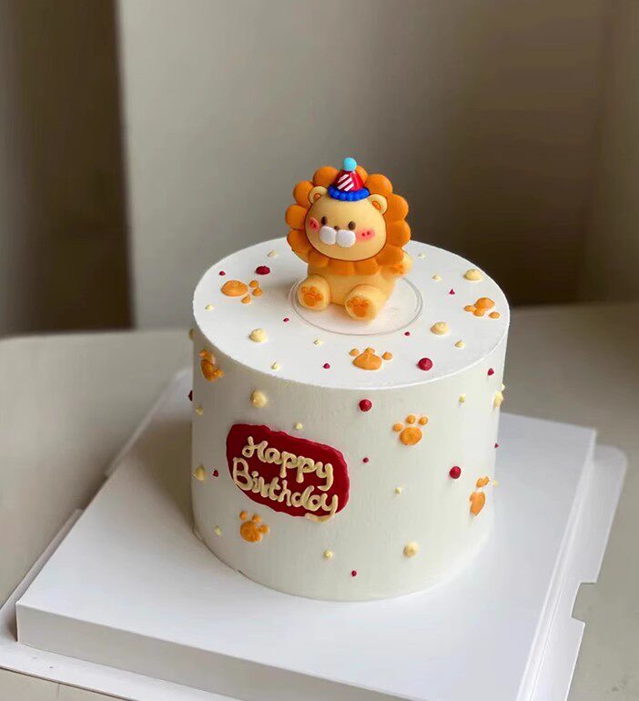 网红狮子座蛋糕装饰插件软陶黄色小狮子摆件儿童生日插牌派对装扮