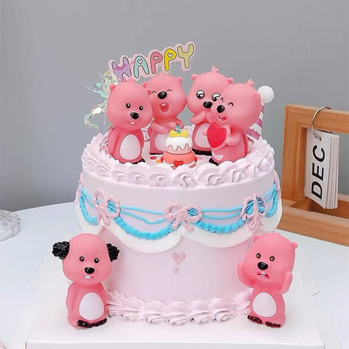 网红小海狸露比蛋糕装饰摆件