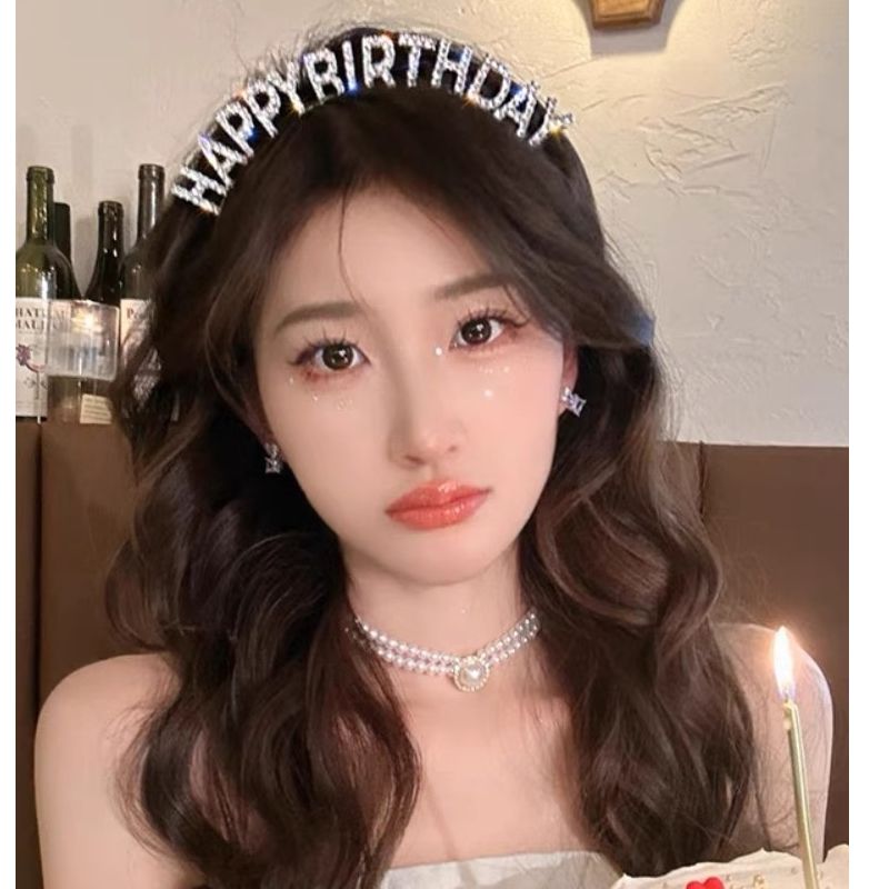 网红生日快乐发箍蛋糕装扮