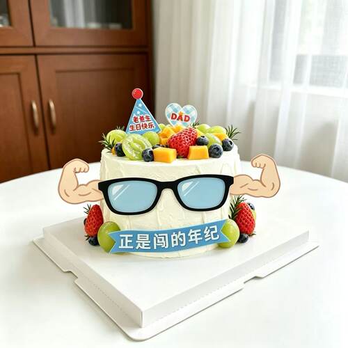老爸生日快乐亚克力蛋糕装饰