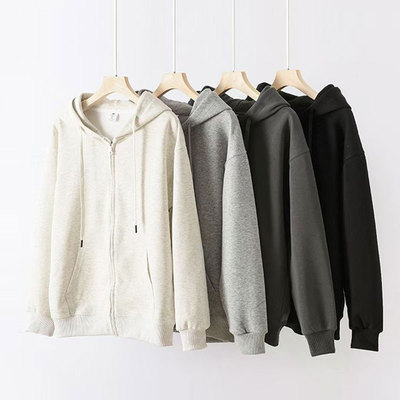 美式重磅纯棉拉链开衫卫衣加绒