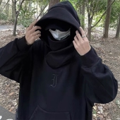 秋冬季 忍者帽衫 美式 i人社恐重磅卫衣连帽高领男女加绒加厚澜同款