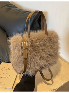 Fashion Faux Fur Ladies Shoulder Bag Soft Fluffy Female Cros