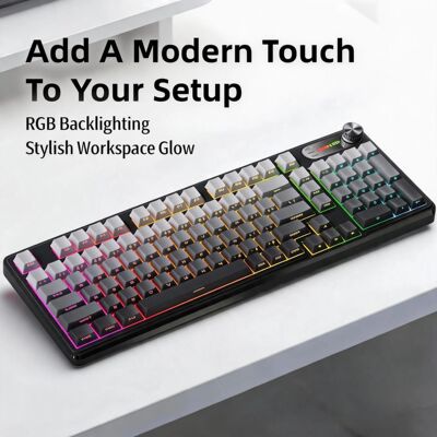 Tri-Mode Wireless Keyboard Mechanical Style 98 Keys Bluetoot