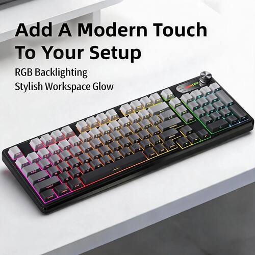 Tri-Mode Wireless Keyboard Mechanical Style 98 Keys Bluetoot