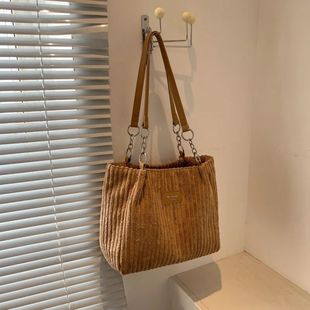 Women's Corduroy Single Shoulder Handbag Cotton Shopping Bag