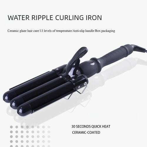 32mm All-black Three-tube Hair Curling Iron Clamp Plate with