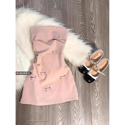 Korean Sle Pink 3D  Knot Tube Top Dr Summer Pure Desire Spic