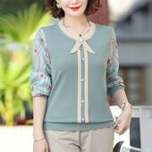 aged Sleeve Middle neck Elderly shirt Long Women NEW