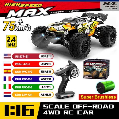 WLtoys 16101 Pro 6 75KM/H 4WD RC Car With LED Light 2.4G Rem