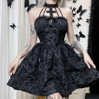 Mall Gothic Emo Jacquard A-line Dresses Goth dress Elegant G