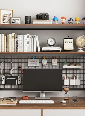 Bookcase With Grid Bookshelf Desktop Multi-layer Wrought Iro