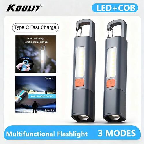 Strong Lighting ABS Flashlamp USB Charging Portable Outdoor