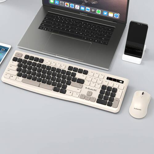 Ks Bluetooth Keyboard and Mouse Combo，Full Size Wireless Du