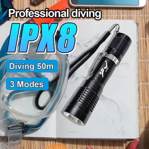 IPX8 Portable Led Diving Flashlight High Brightness Dive Lan