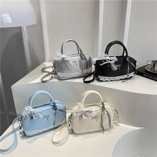 Lace Bow Decor Crossbody Bag Simple Elegant Handbag High-qu