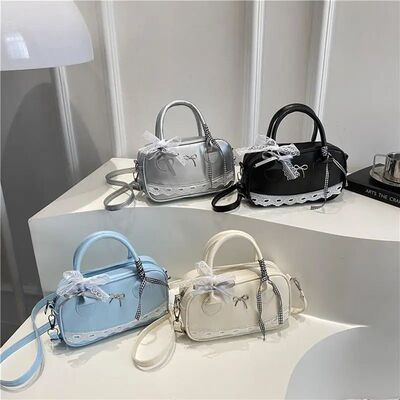 Lace Bow Decor Crossbody Bag Simple Elegant Handbag  High-qu