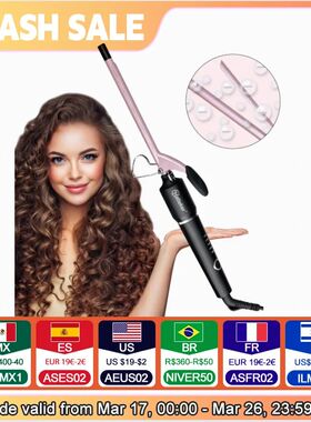 Hatteker 9mm Curling Wand Ceramic Barrel Pro Hair Curler wit