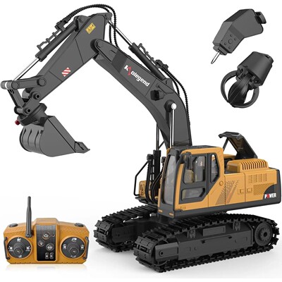 3 in 1 RC Excavator Toy with Bucket, Claw & Drill for Boys A