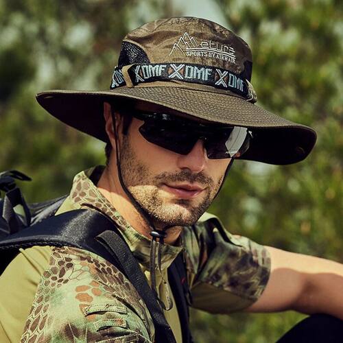 Outdoor Sport Man fisherman hat, sun protection hat brim, su