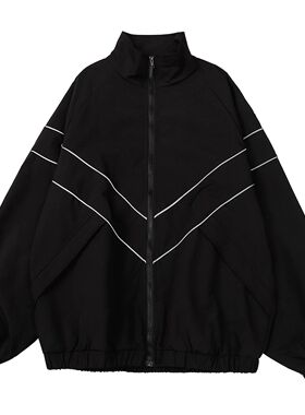 Reflective Striped Jacket Windbreaker Coat 2024 Men Hip Hop