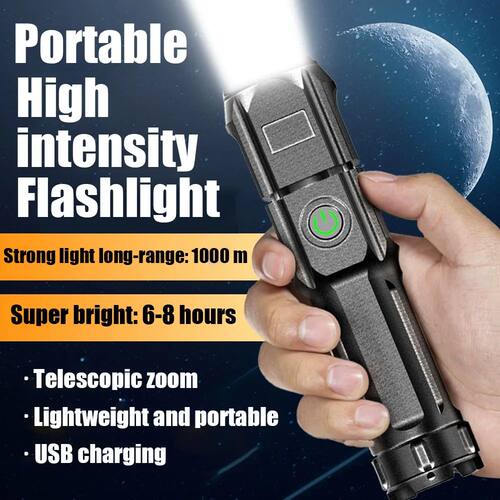 LED Camping Torch Flashlight High Power Rechargeable USB Spo